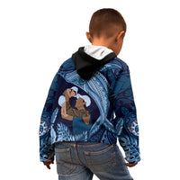 Father's Day Polynesian Pattern Kid Hoodie Tropical Humpback Whale - Navy LT7 - Polynesian Pride