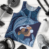 Father's Day Polynesian Pattern Men Tank Top Tropical Humpback Whale - Navy