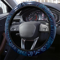 Father's Day Polynesian Pattern Steering Wheel Cover Tropical Humpback Whale - Navy