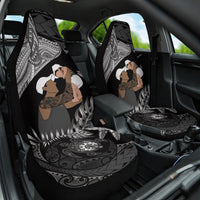 Father's Day Polynesian Pattern Car Seat Cover Tropical Humpback Whale - Black