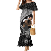 Father's Day Polynesian Pattern Mermaid Dress Tropical Humpback Whale - Black LT7 Women Black - Polynesian Pride
