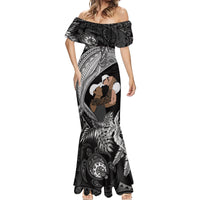 Father's Day Polynesian Pattern Mermaid Dress Tropical Humpback Whale - Black LT7 - Polynesian Pride