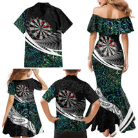Personalized NZ Darts Family Matching Mermaid Dress and Hawaiian Shirt Paua Shell Maori Koru Whakairo - Polynesian Pride