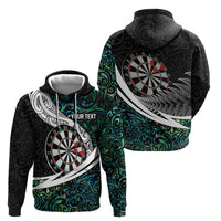 Personalized NZ Darts Hoodie Paua Shell Maori Koru Whakairo - Polynesian Pride
