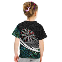 Personalized NZ Darts Kid T Shirt Paua Shell Maori Koru Whakairo - Polynesian Pride