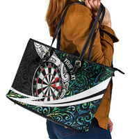 Personalized NZ Darts Leather Tote Bag Paua Shell Maori Koru Whakairo - Polynesian Pride