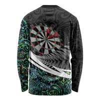 Personalized NZ Darts Long Sleeve Shirt Paua Shell Maori Koru Whakairo - Polynesian Pride