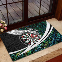 Personalized NZ Darts Rubber Doormat Paua Shell Maori Koru Whakairo - Polynesian Pride