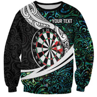 Personalized NZ Darts Sweatshirt Paua Shell Maori Koru Whakairo - Polynesian Pride