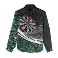 Personalized NZ Darts Women Casual Shirt Paua Shell Maori Koru Whakairo - Polynesian Pride