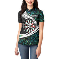 Personalized NZ Darts Women Polo Shirt Paua Shell Maori Koru Whakairo - Polynesian Pride