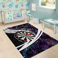 Personalized NZ Darts Area Rug Paua Shell Maori Koru Whakairo - Purple - Polynesian Pride