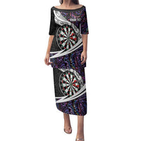 Personalized NZ Darts Family Matching Puletasi and Hawaiian Shirt Paua Shell Maori Koru Whakairo - Purple - Polynesian Pride