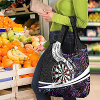 Personalized NZ Darts Grocery Bag Paua Shell Maori Koru Whakairo - Purple - Polynesian Pride