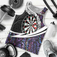 Personalized NZ Darts Men Tank Top Paua Shell Maori Koru Whakairo - Purple - Polynesian Pride
