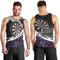 Personalized NZ Darts Men Tank Top Paua Shell Maori Koru Whakairo - Purple - Polynesian Pride
