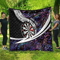 Personalized NZ Darts Quilt Paua Shell Maori Koru Whakairo - Purple - Polynesian Pride