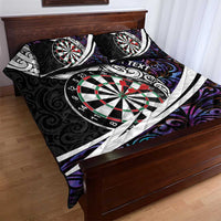 Personalized NZ Darts Quilt Bed Set Paua Shell Maori Koru Whakairo - Purple - Polynesian Pride