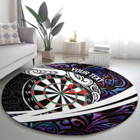 Personalized NZ Darts Round Carpet Paua Shell Maori Koru Whakairo - Purple - Polynesian Pride