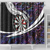Personalized NZ Darts Shower Curtain Paua Shell Maori Koru Whakairo - Purple - Polynesian Pride
