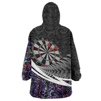 Personalized NZ Darts Wearable Blanket Hoodie Paua Shell Maori Koru Whakairo - Purple - Polynesian Pride