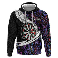 Personalized NZ Darts Zip Hoodie Paua Shell Maori Koru Whakairo - Purple - Polynesian Pride