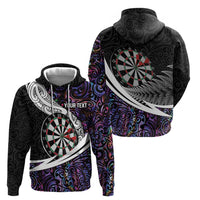 Personalized NZ Darts Zip Hoodie Paua Shell Maori Koru Whakairo - Purple - Polynesian Pride