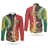 Ni-Vanuatu Indipendens Dei Celebretem Couples Matching Puletasi and Long Sleeve Button Shirt Yumi Yumi Yumi