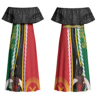 Ni-Vanuatu Indipendens Dei Celebretem Family Matching Off Shoulder Maxi Dress and Hawaiian Shirt Yumi Yumi Yumi LT7 Mom's Dress Multicolor - Polynesian Pride