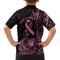 Polynesian Pink Power Family Matching Puletasi and Hawaiian Shirt Breast Cancer Ribbon Turtle and Flowers