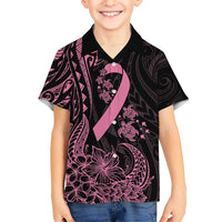 Polynesian Pink Power Kid Hawaiian Shirt Breast Cancer Ribbon Turtle and Flowers LT7 Kid Pink - Polynesian Pride