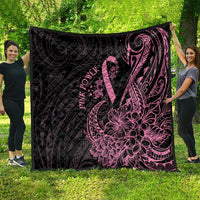 Polynesian Pink Power Quilt Breast Cancer Ribbon Turtle and Flowers LT7 - Polynesian Pride
