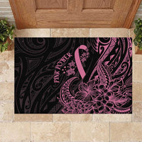 Polynesian Pink Power Rubber Doormat Breast Cancer Ribbon Turtle and Flowers LT7 Pink - Polynesian Pride