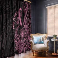 Polynesian Pink Power Window Curtain Breast Cancer Ribbon Turtle and Flowers
