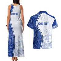 Personalised Queen Victoria School Couples Matching Tank Maxi Dress and Hawaiian Shirt QVS Old Boys LT7 - Polynesian Pride