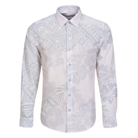 Samoa White Sunday Family Matching Puletasi Dress and Hawaiian Shirt Hibiscus Special LT7 Dad's Shirt - Long Sleeve White - Polynesian Pride