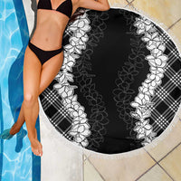 Hawaii Aloha Plumeria Lei Black Palaka Beach Blanket - Polynesian Pride