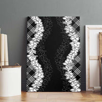 Hawaii Aloha Plumeria Lei Black Palaka Canvas Wall Art - Polynesian Pride