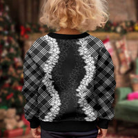 Hawaii Aloha Plumeria Lei Black Palaka Kid Ugly Christmas Sweater - Polynesian Pride