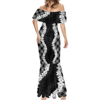 Hawaii Aloha Plumeria Lei Black Palaka Mermaid Dress - Polynesian Pride