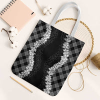 Hawaii Aloha Plumeria Lei Black Palaka Tote Bag - Polynesian Pride