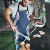 Hawaii Aloha Plumeria Lei Navy Palaka Apron - Polynesian Pride