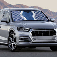 Hawaii Aloha Plumeria Lei Navy Palaka Auto Sun Shade - Polynesian Pride