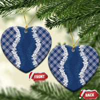 Hawaii Aloha Plumeria Lei Navy Palaka Ceramic Ornament - Polynesian Pride