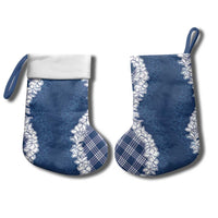 Hawaii Aloha Plumeria Lei Navy Palaka Christmas Stocking - Polynesian Pride