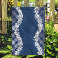 Hawaii Aloha Plumeria Lei Navy Palaka Garden Flag - Polynesian Pride