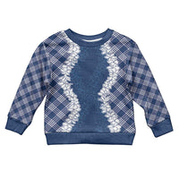 Hawaii Aloha Plumeria Lei Navy Palaka Kid Ugly Christmas Sweater - Polynesian Pride