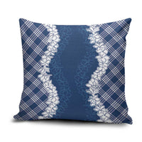 Hawaii Aloha Plumeria Lei Navy Palaka Pillow Cover - Polynesian Pride