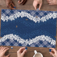 Hawaii Aloha Plumeria Lei Navy Palaka Puzzle - Polynesian Pride