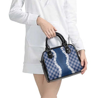 Hawaii Aloha Plumeria Lei Navy Palaka Shoulder Handbag - Polynesian Pride